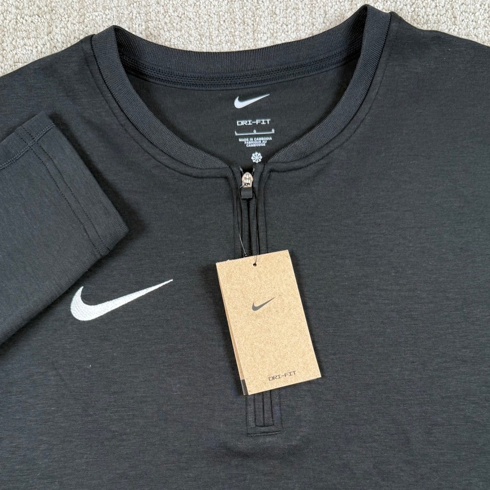 NEW Nike Dri-Fit Mens Large Black 1/4 Zip Long Sleeve Pullover DV6751-013
